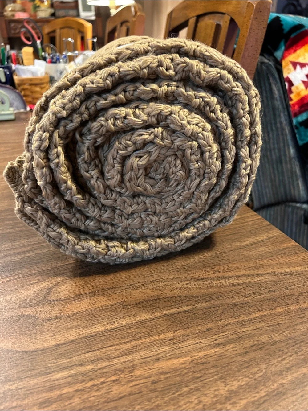Threshold Chunky Crochet Oversized Throw in Camel